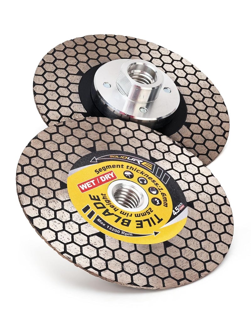 solidure Tile Blade 4.5“ Porcelain Blade with Removable 5/8"-11 Flange Cutting and Grinding for Granite Marble Porcelain Tiles - Image 1